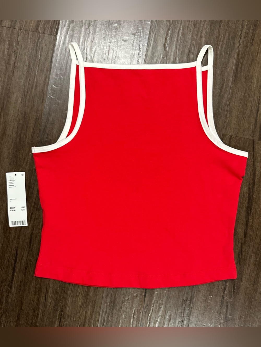 NWT BDG Urban Outfitters Romy Boatneck Cropped Tank Top in Red. Size L - Picture 7 of 10